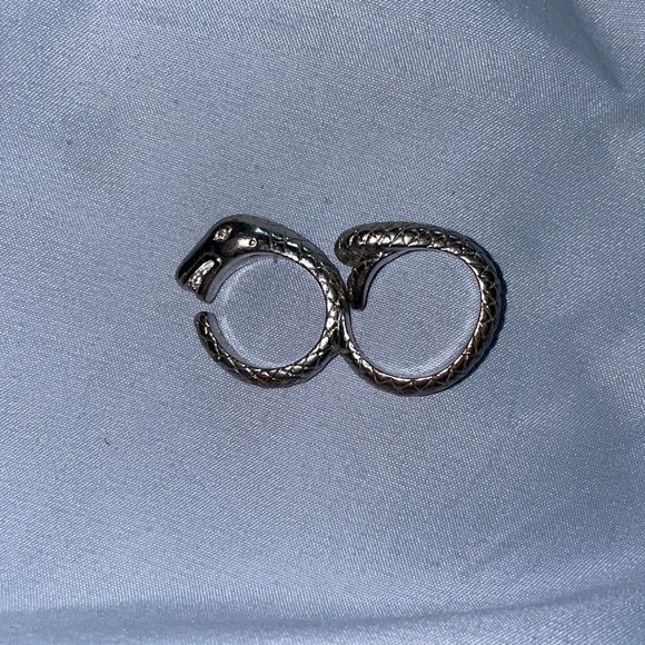 Two finger snake adjustable silver ring - Picture 1 of 3
